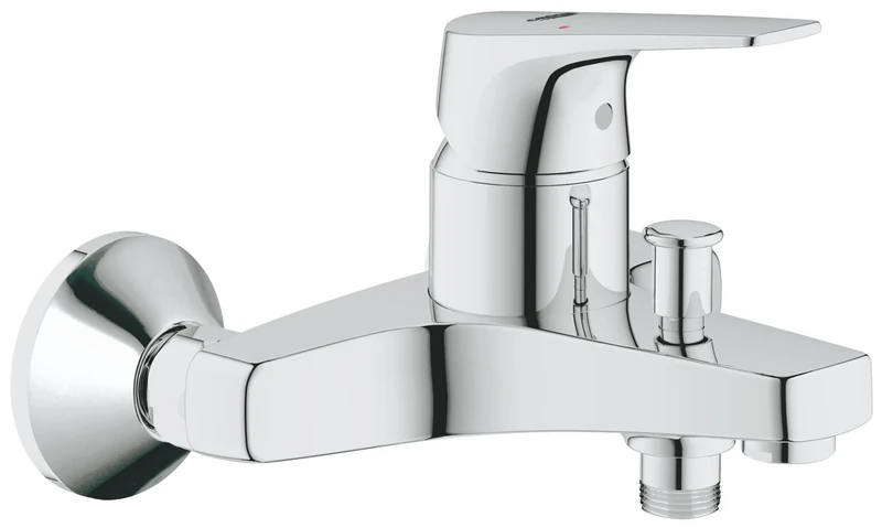 GROHE Bauflow Single-Lever Bath Mixer, Wall-Mounted. Bath Tap with Automatic Bath/Shower Diverter, Chrome Finish. 23756000