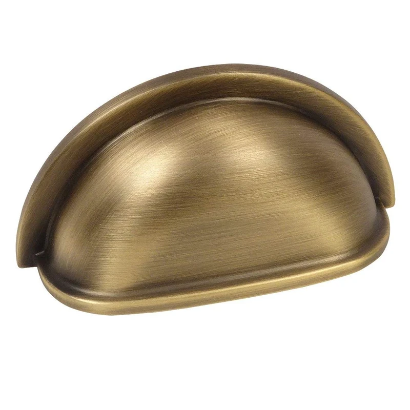 Cosmas 10 Pack 4310BAB Brushed Antique Brass Cabinet Hardware Bin Cup Drawer Handle Pull - 3" Inch (76mm) Hole Centers