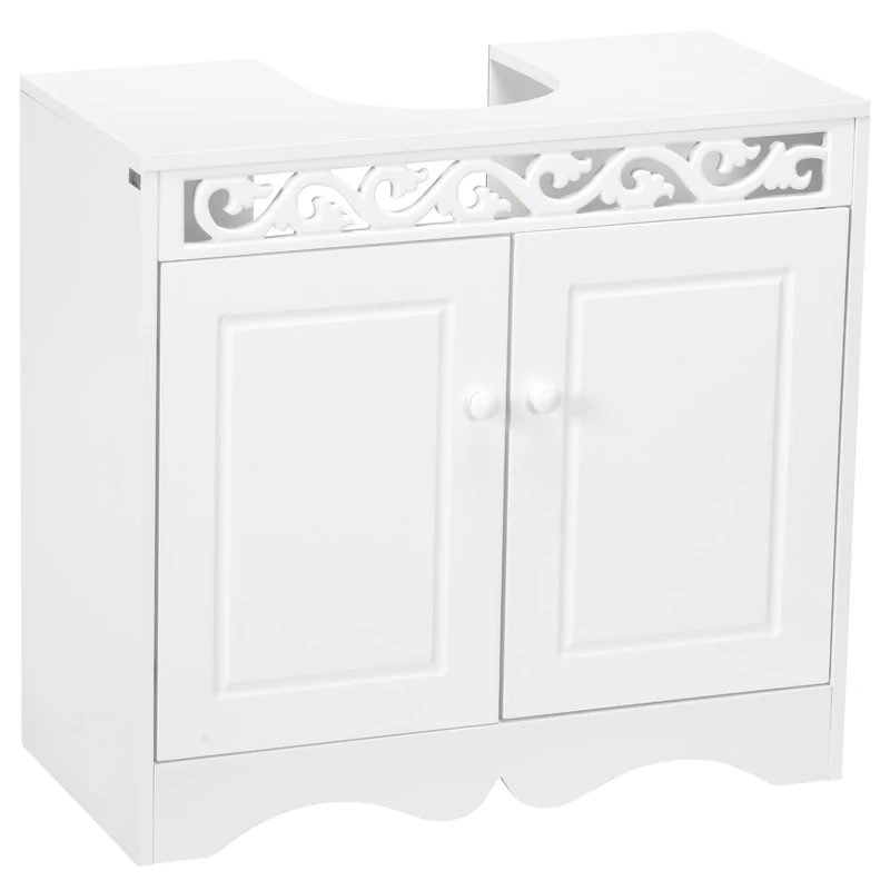 HOMCOM Bathroom Under Sink Storage Cabinet 2 Door Wooden Cupboard Vanity Units