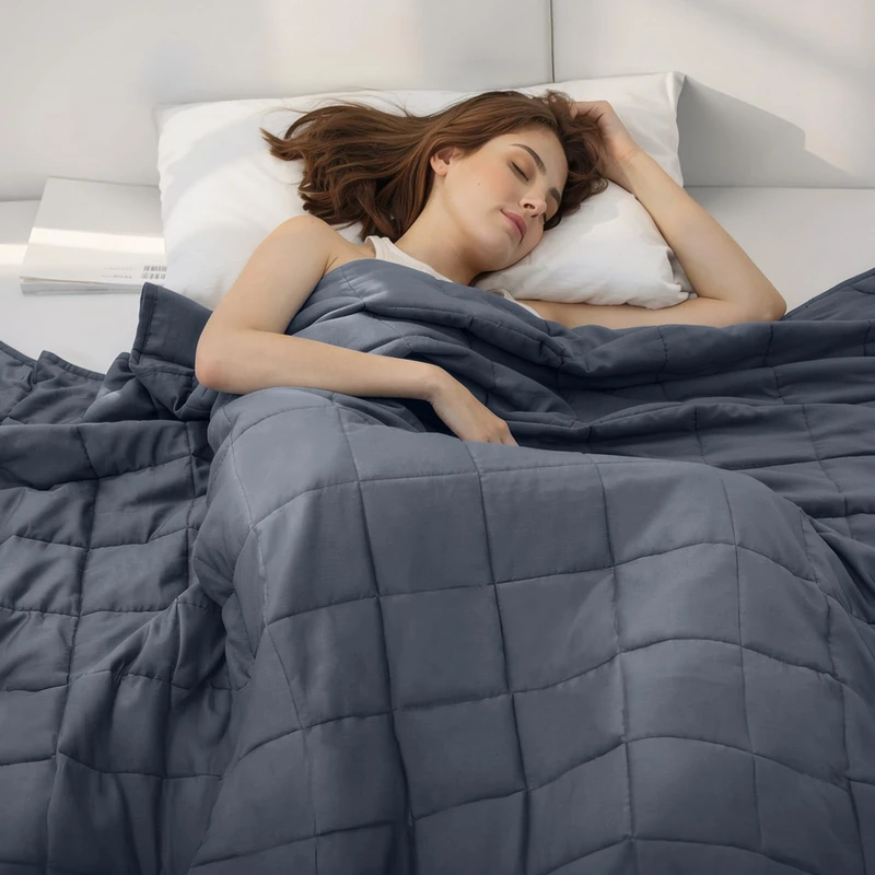Weighted Idea Weighted Blanket for Adults Twin Size 15 lbs Lengthen 48" ×78" (Soft and Breathable Fabric, Dark Grey) Soft Cooling Weighted Blanket Queen with Premium Glass Beads