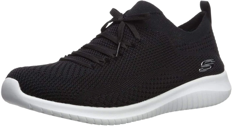 Skechers Women's Ultra Flex Statements Sneaker, Black White, 6 UK Wide