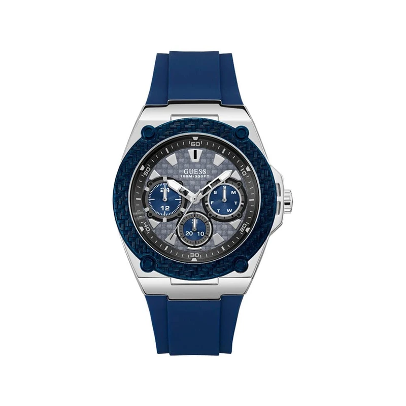 GUESS Mens Quartz Watch W1049G1 - Navy Blue Silicone Strap