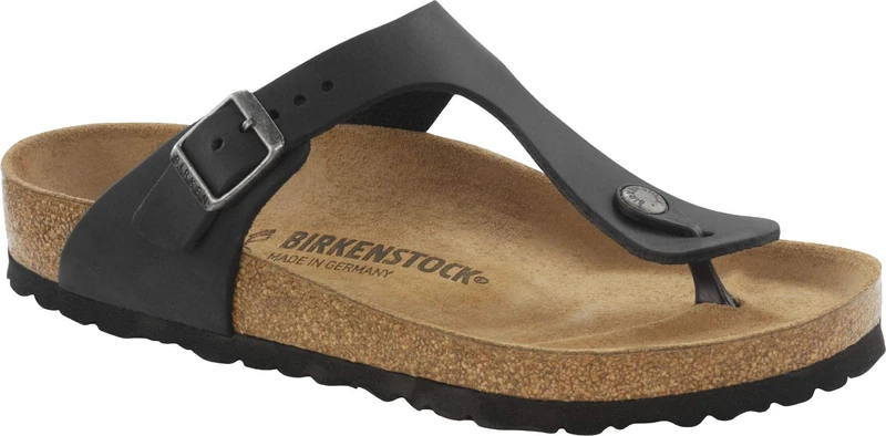 Birkenstock Men's Gizeh Black, Oiled Leather Flip Flops, 11.5 UK