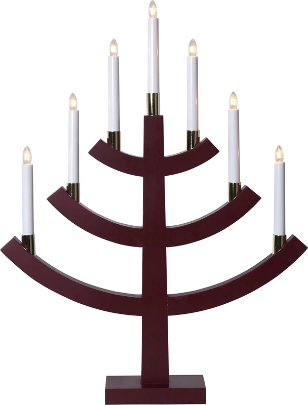 Best Season Gillian 7 Lights Candlestick, Wood, Red