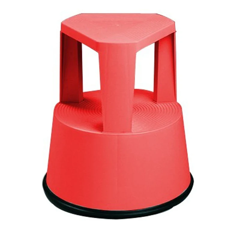 Queraltó Ladder Stool with Retractable Wheels, Red