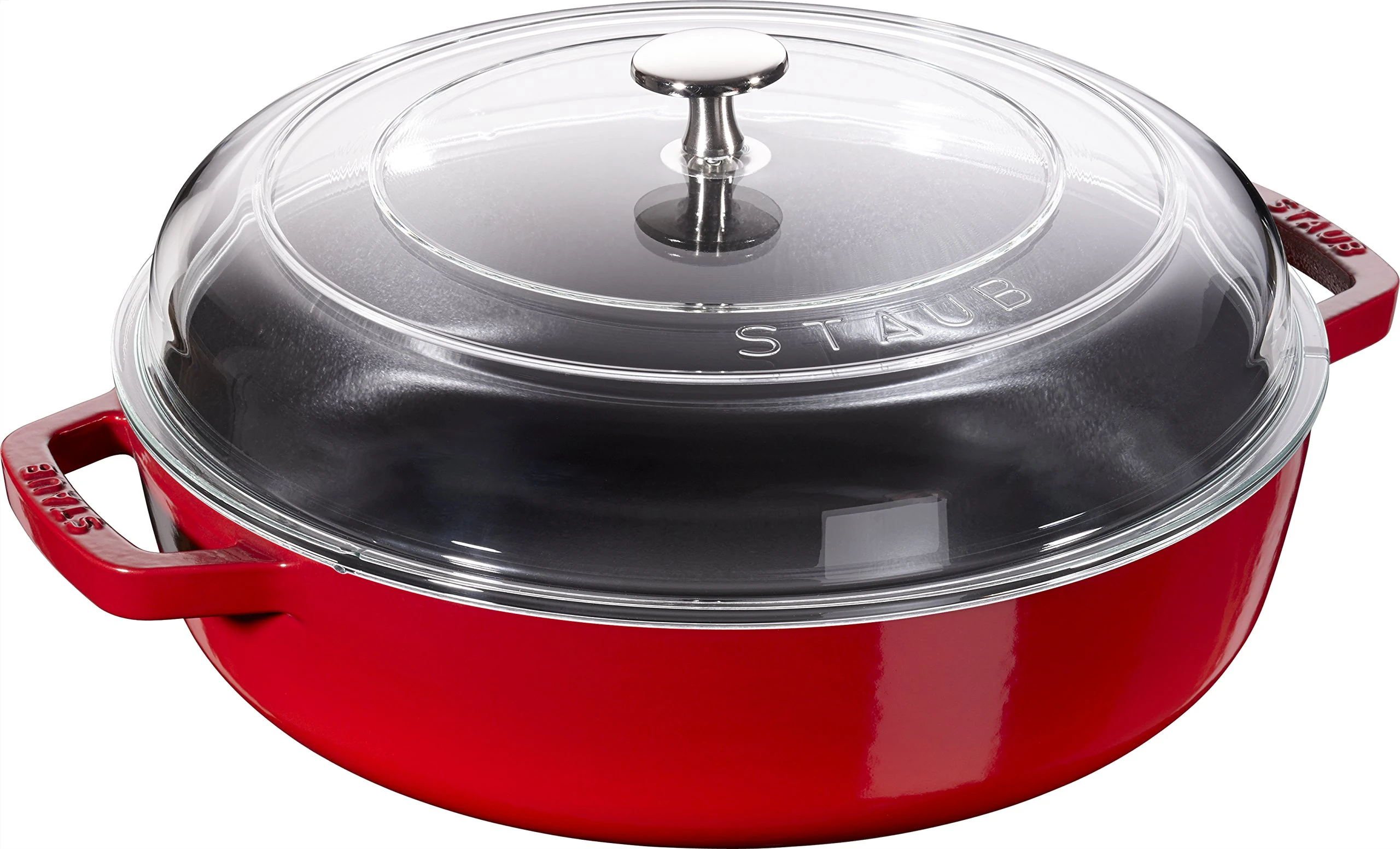 Staub Cast Iron Sauté Pan, Cherry Red, 31.7 x 24 x 11.6 cm