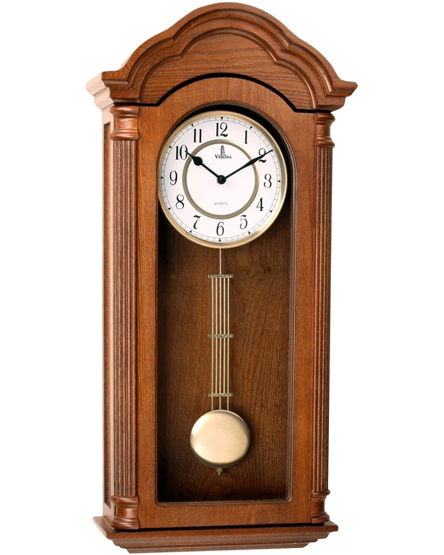 Pendulum Wall Clock Battery Operated - Large, Wooden Hanging Grandfather Wall Clock with Pendulum - Quiet, Made with Real Wood for Living Room Decor, Office & Home Décor Gift 26x12