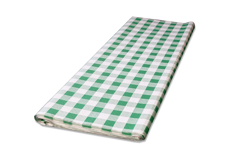 Morigami, Tablecloth 100 x 100, Embossed, Green Plaid, Pack of 500