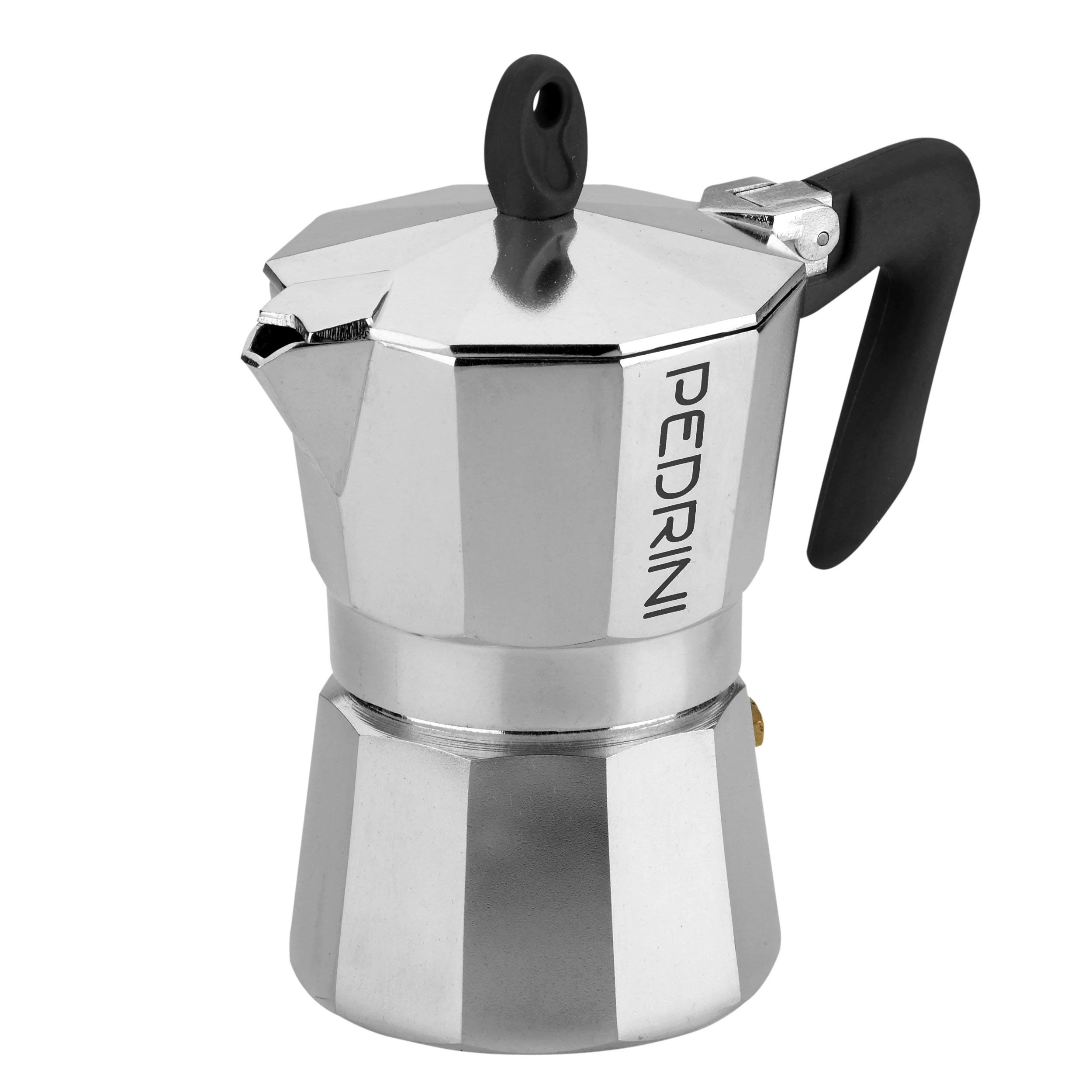 PEDRINI 9083-3 Espresso Mocha Coffee Maker Aluminium Alloy EN 601 Italian Design (Black, 3 Cup)