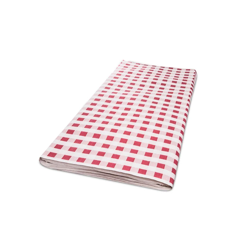 Morigami, Tablecloth 100 x 100, Embossed, Red Plaid, Pack of 500