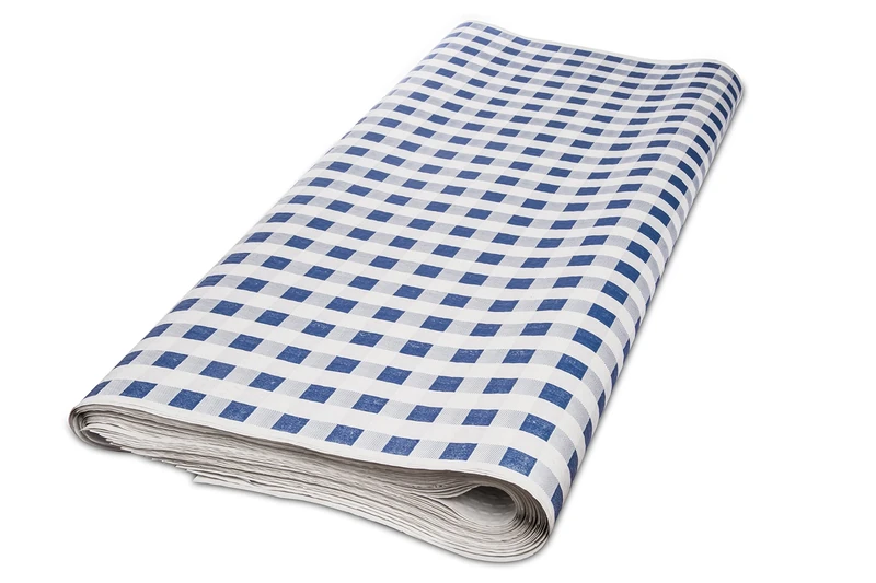 MORIGAMI, Tablecloth 100 x 100, Embossed, Blue Check, 500 Units