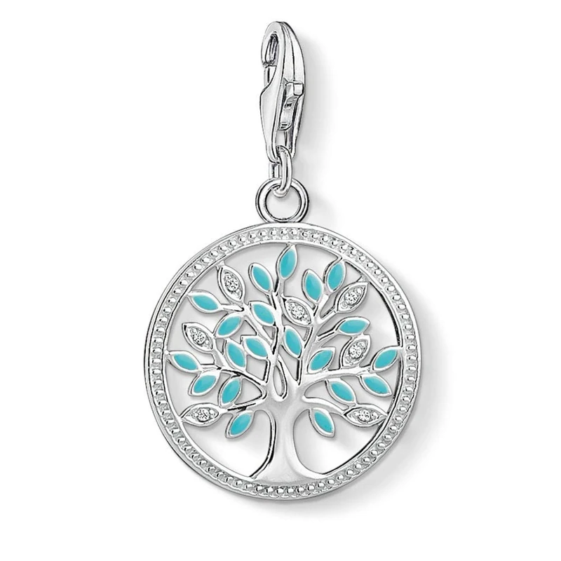 Thomas Sabo Charm pendant Tree of Love 925 Sterling Silver, Turquoise Enamelled
