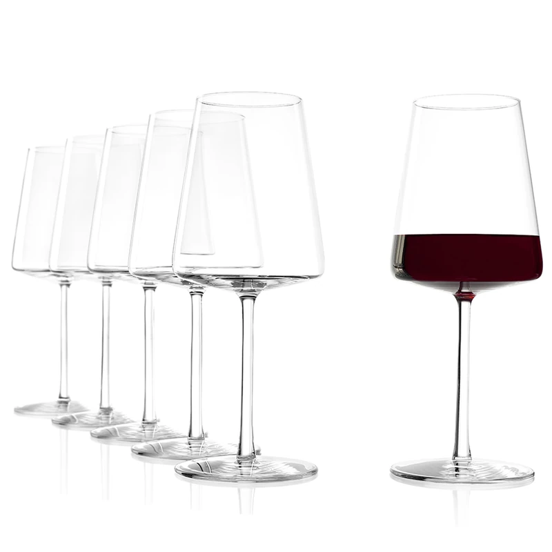Stölzle Lausitz Power Red 517 ml, Set of 6 Wine Glasses, Dishwasher-Safe, Lead Crystal Glass, Elegant and Shatter-Resistant