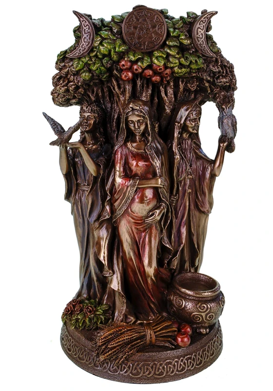 XUEONI Goddess Statue Sculpture Wiccan Figure Celtic Trinity, Multicoloured, 27 x 15 x 14 cm