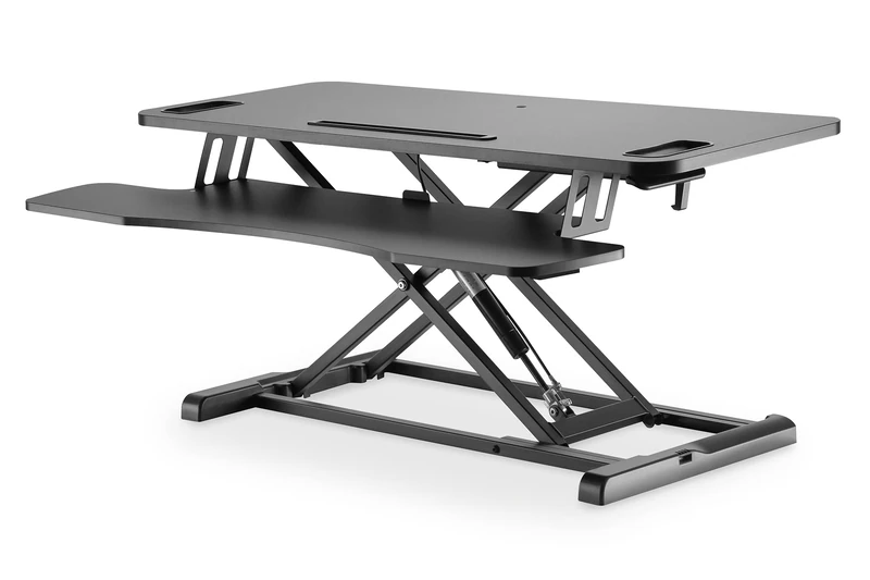 DIGITUS Ergonomic desk attachment for healthy working - Sit-stand workstation - Keyboard & mouse tray - Standing desk - Black - Image 1