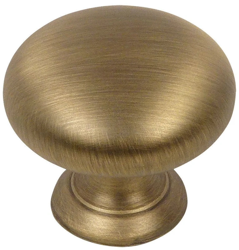 Cosmas 25 Pack 4950BAB Brushed Antique Brass Cabinet Hardware Round Mushroom Knob - 1-1/4" Diameter