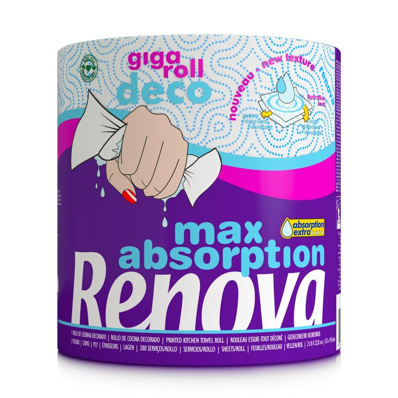 Renova Kitchen Rolls – Pack of 6 Rolls x 600 g – Total: 3600g - Image 1