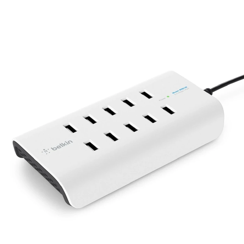 Belkin B2B139vf Rockstar 10-Port USB-A Charger (10 x 2.4 A Fast Charging, Built-In Surge Protection) - White - Image 1