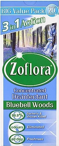 Zoflora Bluebell Woods 5 x 500ml, Concentrated 3-in-1 Multipurpose Disinfectant Kills 99.9% of Bacteria & Viruses