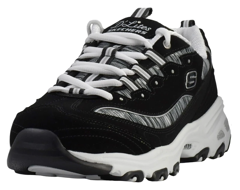 Skechers Womens D Lites Interlude Coated Leather Black Multi Trainers 5.5 UK