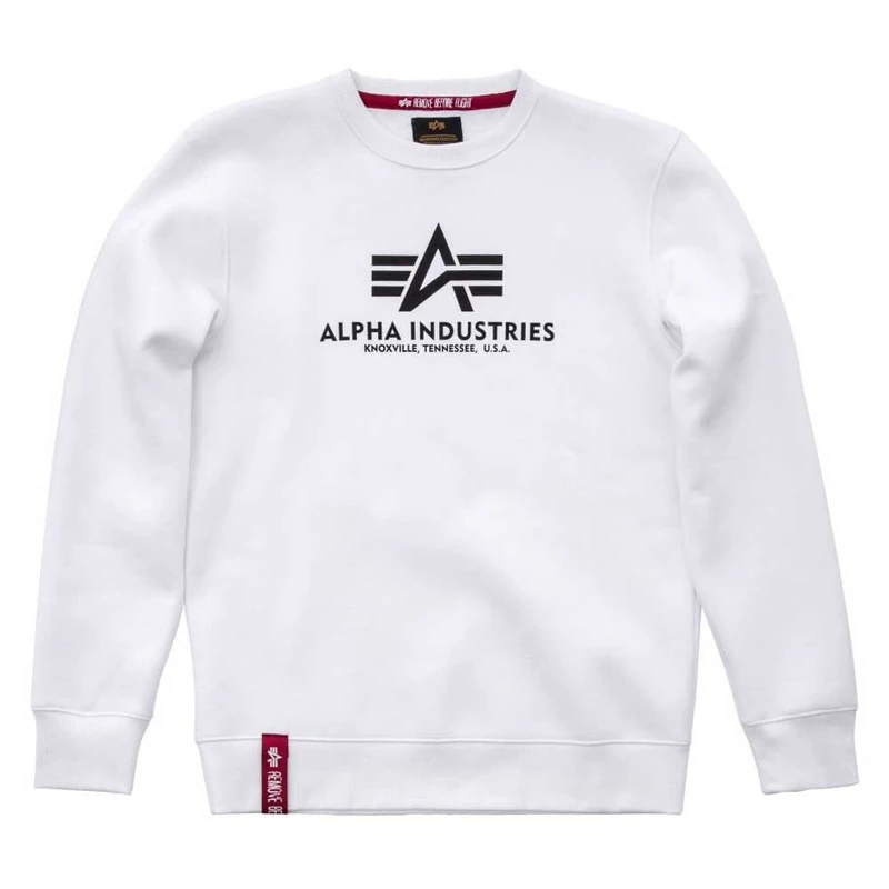 Alpha Industries Men's Basic Sweater Sweatshirt, Blanc, S