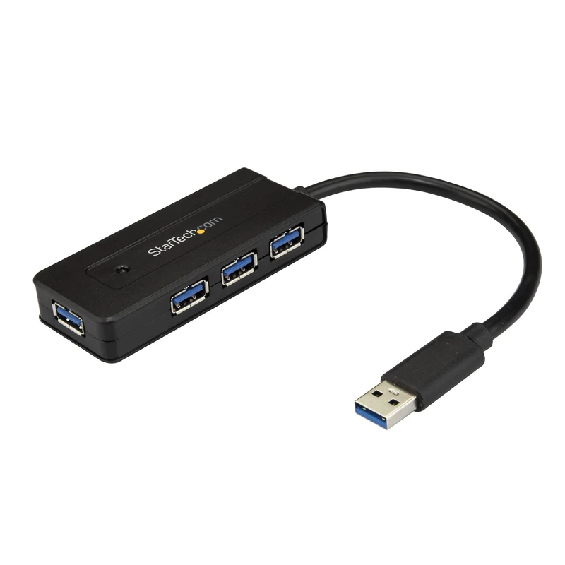 StarTech.com 4 Port USB 3.0 Hub (SuperSpeed 5Gbps) with Fast Charge – Portable USB 3.1 Gen 1 Type-A Laptop/Desktop Hub - USB Bus Power or Self Powered for High Performance – Mini/Compact (ST4300MINI)
