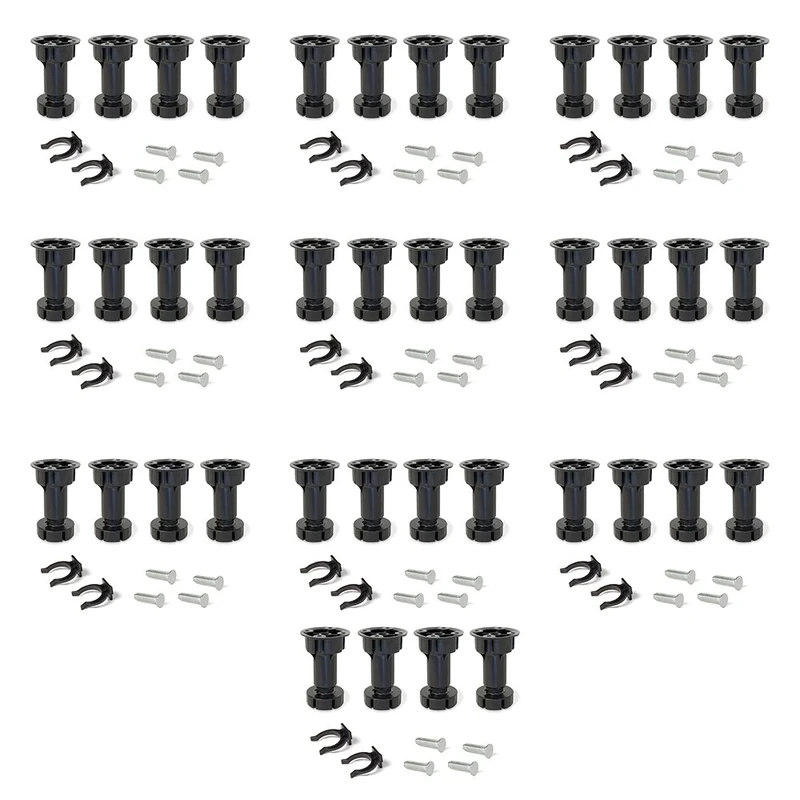 Emuca - Adjustable feet for kitchen or bathroom cabinet, set of 4 adjustable legs with assembly accessories, H 150mm, Batch of 10 sets