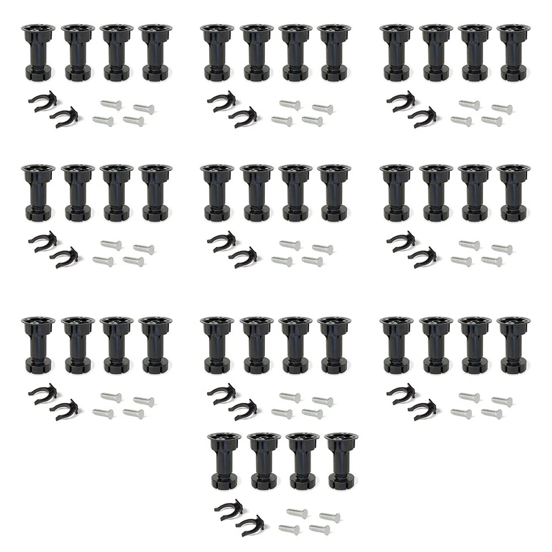 Emuca - Adjustable feet for kitchen or bathroom cabinet, set of 4 adjustable legs with assembly accessories, H 120mm, Batch of 10 sets