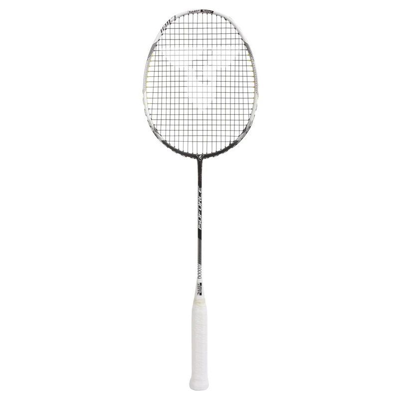 Talbot Torro Badminton Racket Isoforce 1011.7, 100% Carbon 4, Ultra Leightweight, 80gr. Total Weight, Hollow Graphite Handle, Black/White/Silver, 439541