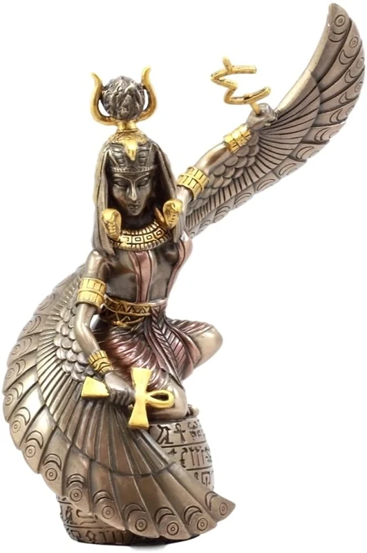 Ebros Gift Egyptian Goddess Mother Isis Ra Holding Ankh Figurine 23cm H Decorative Statue Collectible