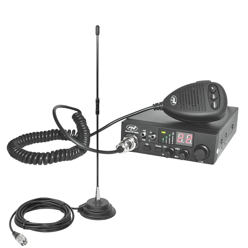 PNI CB Radio ESCORT HP 8000L ASQ with CB Antenna Extra 40 SWR 1.0 44 cm height 4 m RG58 cable and magnetic base included
