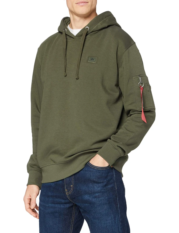 Alpha Industries X-Fit Hoody Hooded Sweat for Men Dark Green