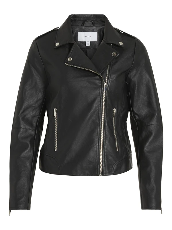 Vila Female Jacket Vicara Coated Biker, black, M - Image 1