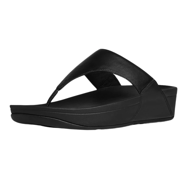 Fitflop Women's Lulu Leather Flip Flops, Toe-Post Sandals, Comfortable with Natural Arch Support - Black - 7 UK