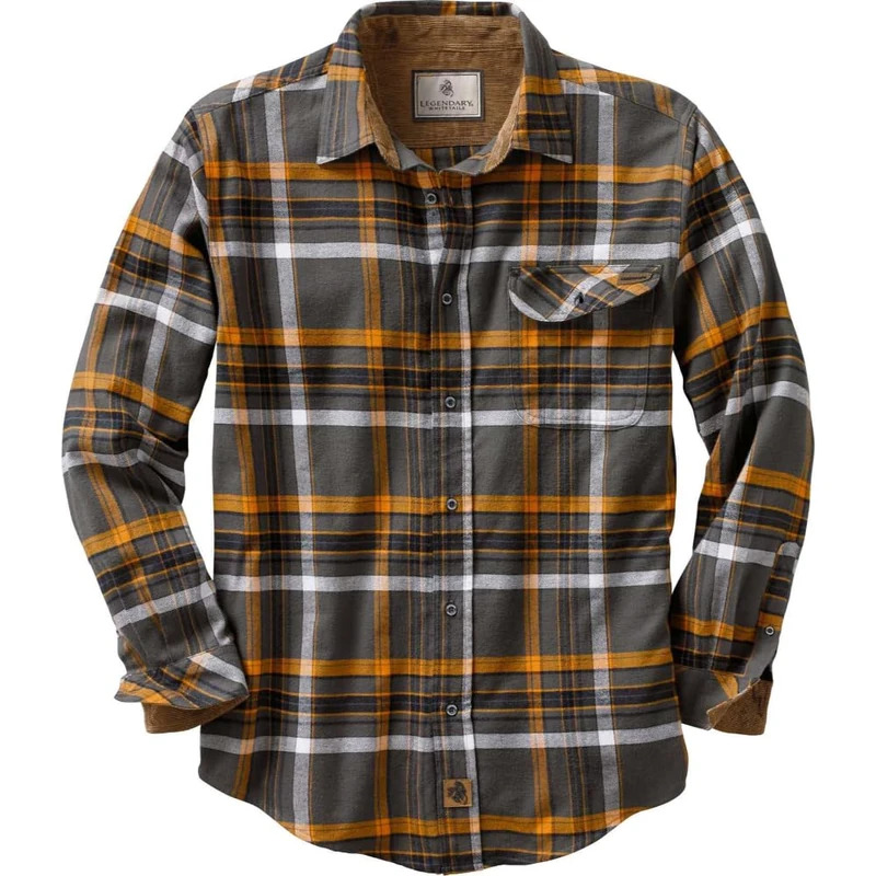 Legendary Whitetails Men's Buck Camp Flannel Shirt Button, Platinum Plaid, XXXXXL