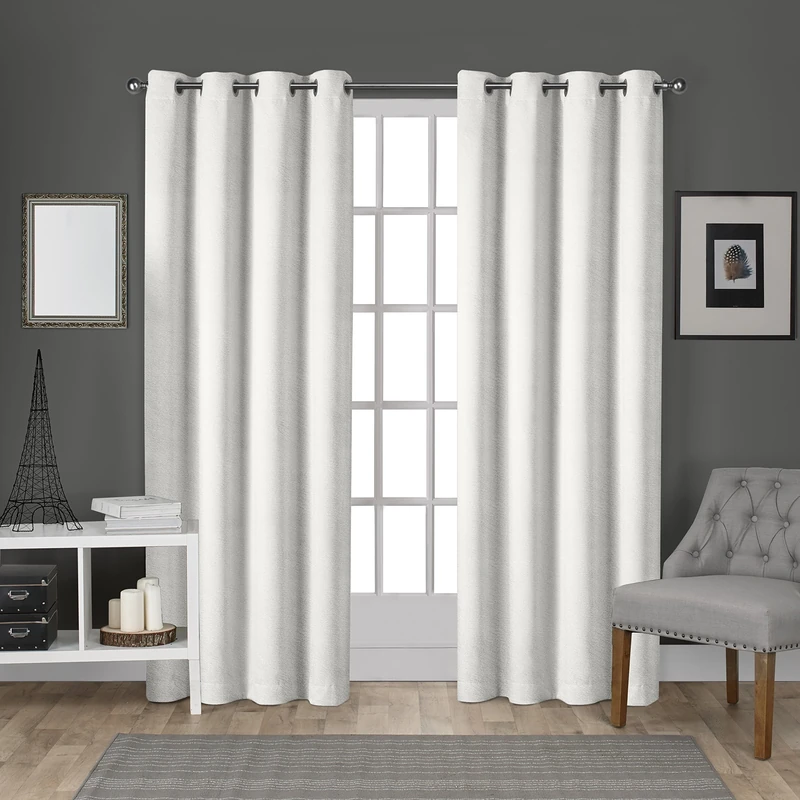 Exclusive Home Curtains Velvet Grommet Top Panel Pair, Winter White , 54x96, 2 Piece