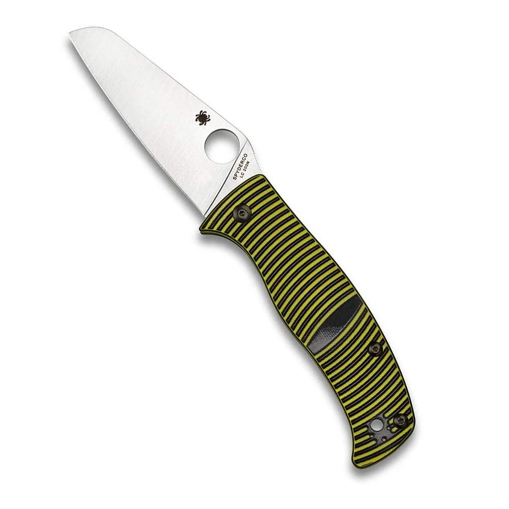 SPYDERCO Caribbean SHEEPFOOT Fastening Knife, Yellow/Black, 12.5cm Handle