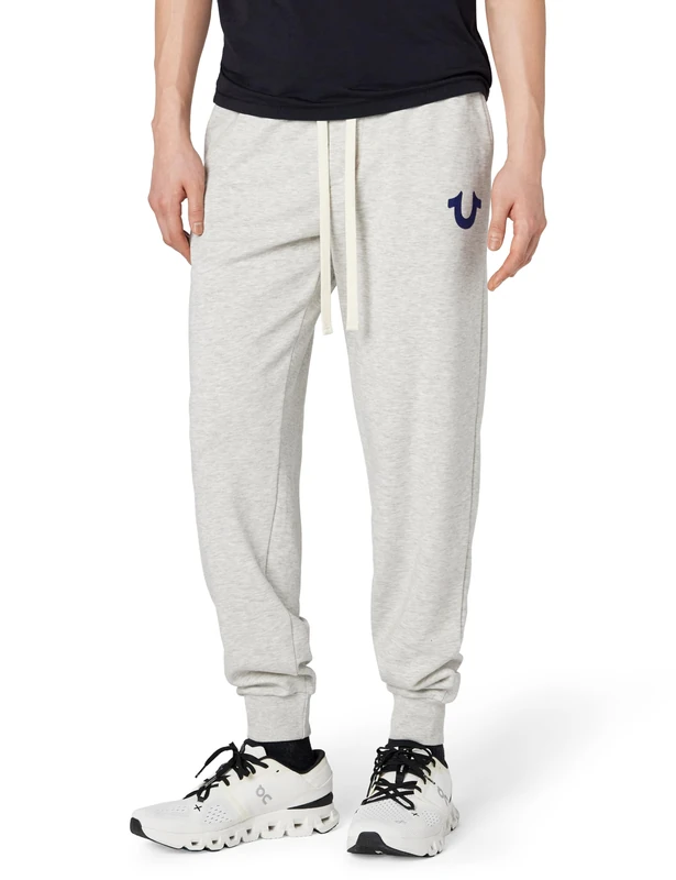 True Religion Men's Classic Logo Sweatpants, Oatmeal, M