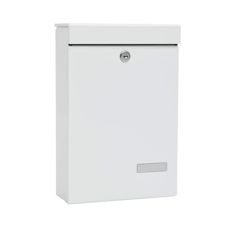 MEFA Piccola 134010DE Letterbox with Name Plate (Colour White, Postbox with Lock, Size 405 x 270 x 118 mm)