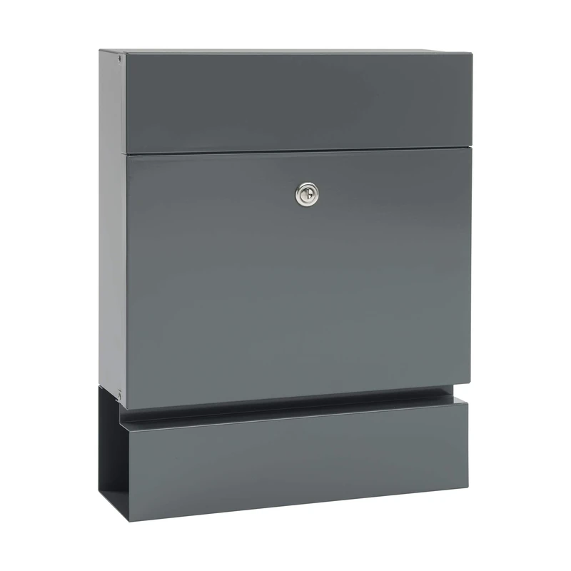 MEFA 163500DE Serenade 163 Letterbox with Newspaper Holder Basalt Grey with Security Lock Size 400 x 350 x 140 mm