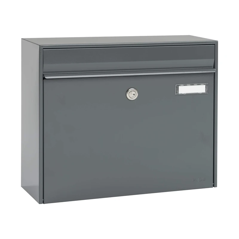 Renz MEFA Vals 101 101500DE Letterbox with Name Plate Grey Postbox with Lock Size 310 x 385 x 137 mm