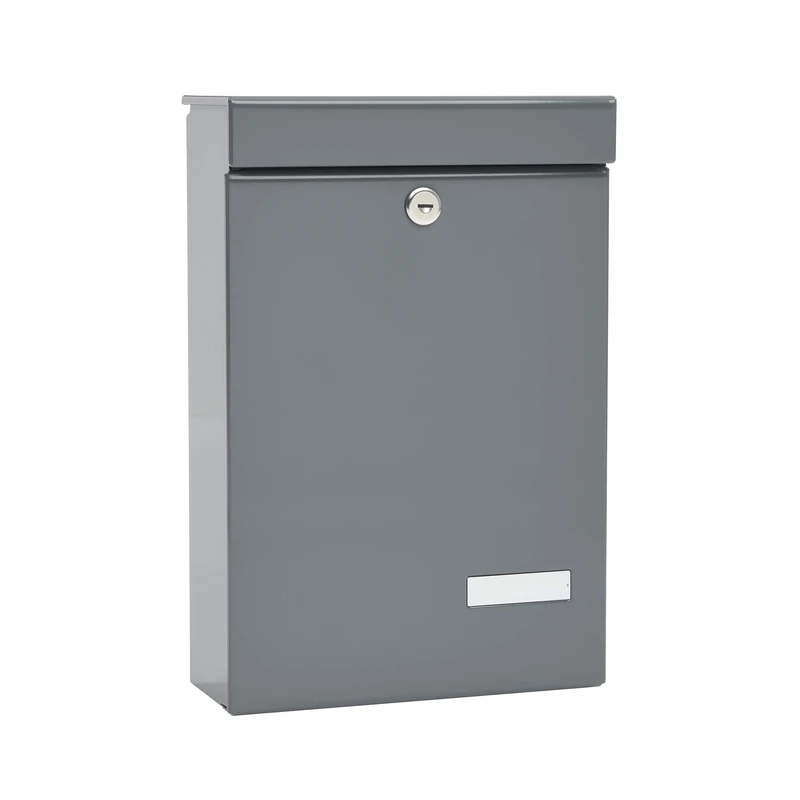 Renz MEFA Piccola 134500DE Letterbox with Name Plate Grey Post Box with Lock Size 405 x 270 x 118 mm