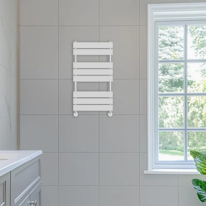 NRG 800 x 450 mm Designer Flat Panel Heated Towel Rail Chrome Bathroom Radiator