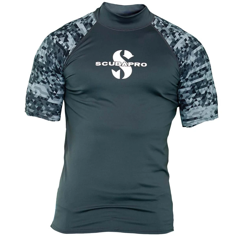 SCUBAPRO Graphite Rash Guard Short Sleeve Men's Slim Fit UV Shirt Collection 2017 (S)