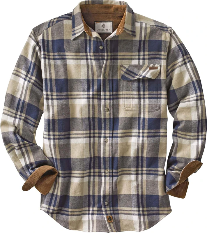 Legendary Whitetails Men's Buck Camp Flannel Shirt, Shale Plaid, 5X-Large