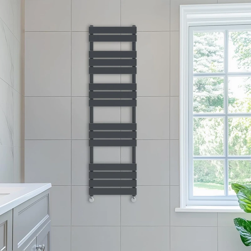 NRG 1600 x 450 mm Designer Flat Panel Heated Towel Rail Radiator Anthracite Bathroom Radiator