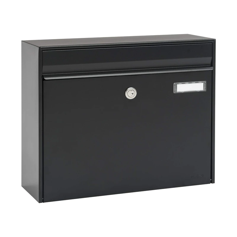 MEFA Vals 101 Letter Box with Name Plate (Colour Black, Post Box with Lock, Size 310 x 385 x 137 mm) 101190DE - Image 1