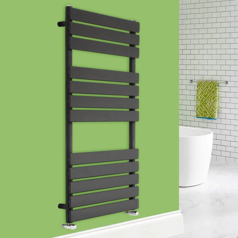 NRG 1200 x 600 mm Designer Flat Panel Heated Towel Rail Anthracite Bathroom Radiator for Living Room and Kitchen