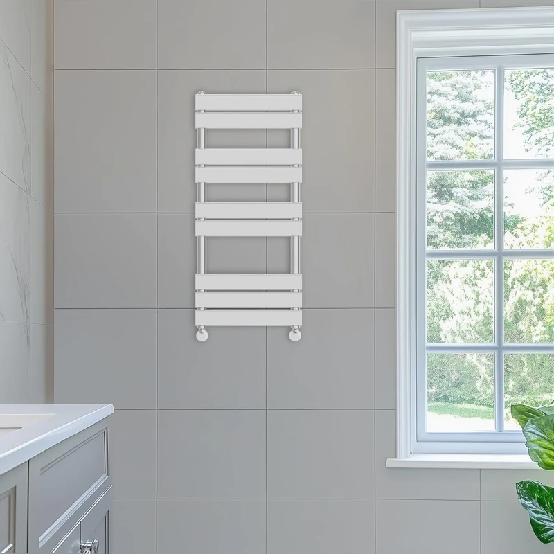 NRG 1000 x 450 mm Designer Flat Panel Heated Towel Rail Radiators Chrome Bathroom Radiator