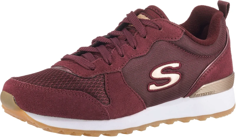 Skechers Women's Og 85 Gold'n Gurl Trainers, Burgundy Suede Nylon Mesh Rose Gold Trim, 5.5 UK - Image 1